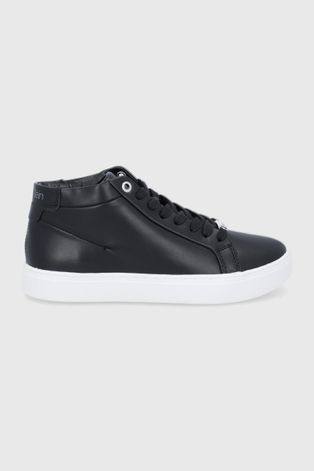 Кожаные ботинки Calvin Klein цвет чёрный на плоском ходу