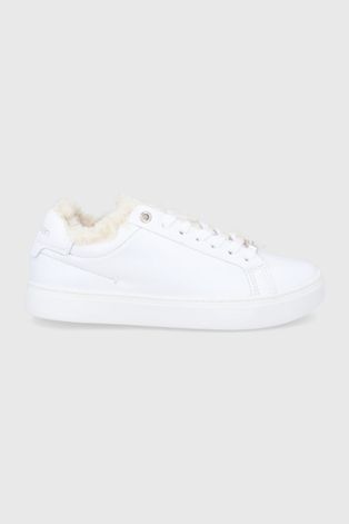 Кожаные ботинки Calvin Klein цвет белый на плоском ходу