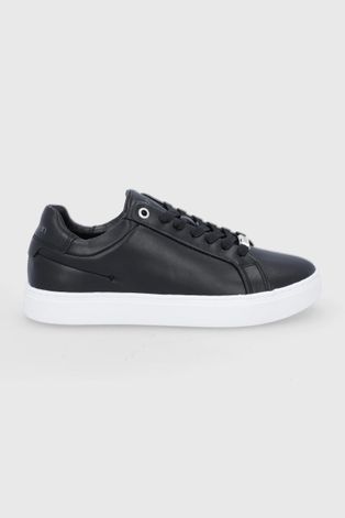 Шкіряні черевики Calvin Klein колір чорний на плоскому ходу
