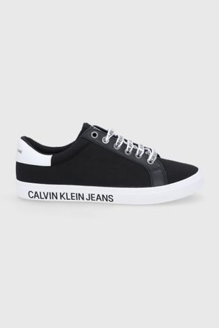 Calvin Klein Jeans Buty kolor czarny na płaskiej podeszwie