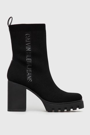 Черевики Calvin Klein Jeans жіночі колір чорний каблук блок