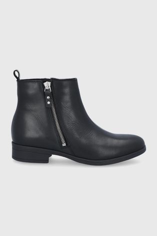 Kožené kotníkové boty Aldo dámské, černá barva, na plochém podpatku