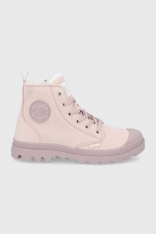 Δερμάτινες μπότες Palladium γυναικείες, χρώμα: ροζ