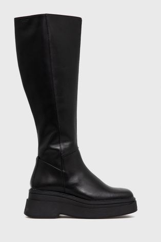 Δερμάτινες μπότες Vagabond CARLA γυναικείες, χρώμα: μαύρο