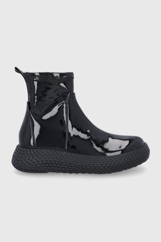 Členkové topánky Emporio Armani dámske, čierna farba, na platforme