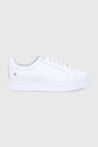 Шкіряні черевики Lauren Ralph Lauren колір білий на танкетці