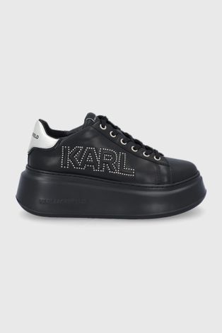Karl Lagerfeld Buty skórzane kolor czarny na platformie