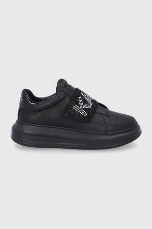 Кожени обувки Karl Lagerfeld в черно с платформа