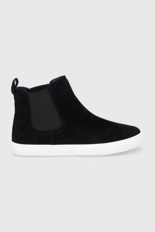 Замшеві черевики Lauren Ralph Lauren колір чорний на плоскому ходу