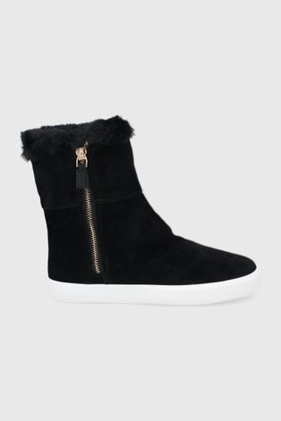 Замшевые ботинки Lauren Ralph Lauren женские цвет чёрный на плоском ходу с утеплением