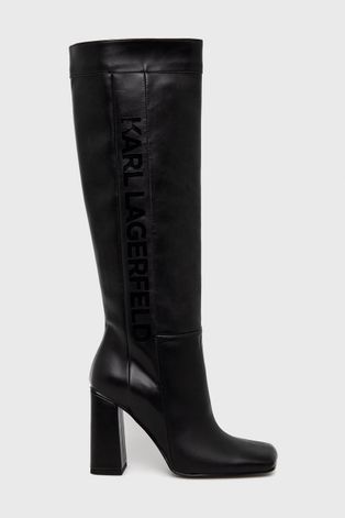 Δερμάτινες μπότες Karl Lagerfeld LAVINIA II γυναικείες, χρώμα: μαύρο