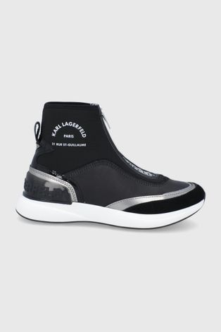 Boty Karl Lagerfeld černá barva, na plochém podpatku