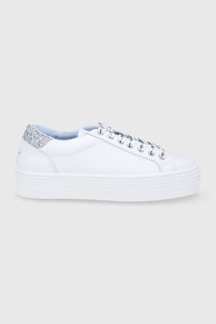 Шкіряні черевики Chiara Ferragni Eyestar колір білий на платформі