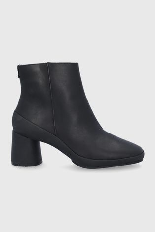 Шкіряні черевики Camper Upright жіночі колір чорний каблук блок