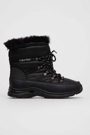 Μπότες χιονιού Calvin Klein γυναικείες, χρώμα: μαύρο