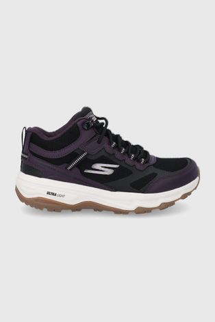 Boty Skechers fialová barva, na plochém podpatku