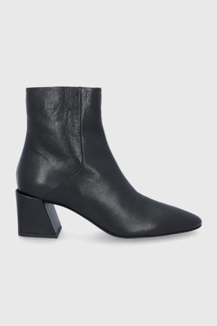 Шкіряні черевики Furla жіночі колір чорний каблук блок