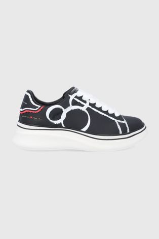 MOA Concept bőr cipő fekete, platformos