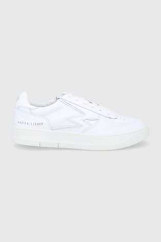 MOA Concept Buty skórzane kolor biały na płaskiej podeszwie