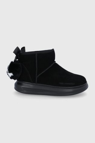 čizme za snijeg od brušene kože Karl Lagerfeld boja: crna