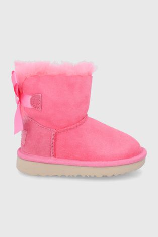 Dětské semišové sněhule UGG Bailey Bow II Mini růžová barva