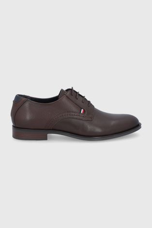 Кожаные туфли Tommy Hilfiger мужские цвет коричневый