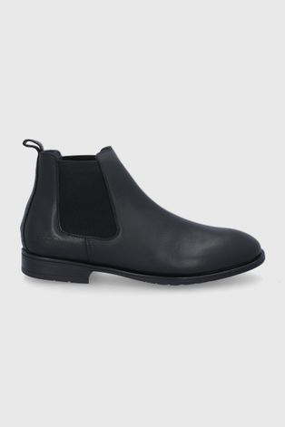 Kožené topánky Chelsea Tommy Hilfiger pánske, čierna farba
