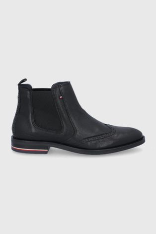 Шкіряні черевики Tommy Hilfiger чоловічі колір чорний