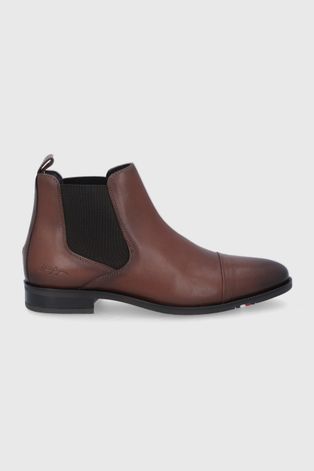 Шкіряні черевики Tommy Hilfiger чоловічі колір коричневий