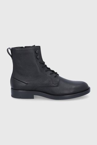 Kožené topánky Calvin Klein pánske, čierna farba