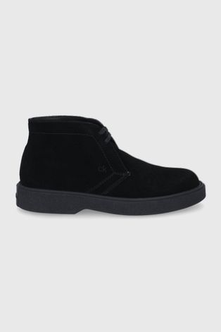 Замшеві туфлі Calvin Klein чоловіче колір чорний