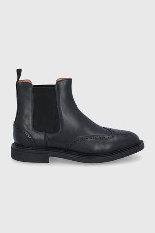 Kožené kotníkové boty Polo Ralph Lauren pánské, černá barva