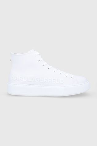 Kožené boty Karl Lagerfeld bílá barva
