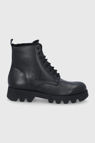Δερμάτινα παπούτσια Karl Lagerfeld TERRA FIRMA ανδρικά, χρώμα: μαύρο