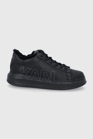 Kožená obuv Karl Lagerfeld čierna farba