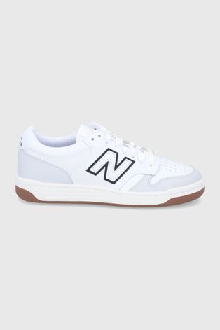 Kožené boty New Balance BB480LBS bílá barva