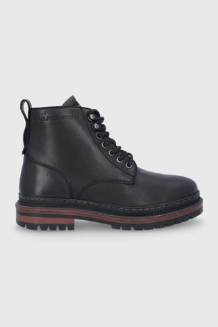 Kožené boty Pepe Jeans Martin Boot pánské, černá barva