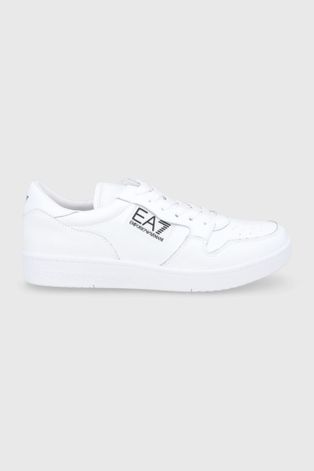 EA7 Emporio Armani Buty kolor biały na płaskiej podeszwie