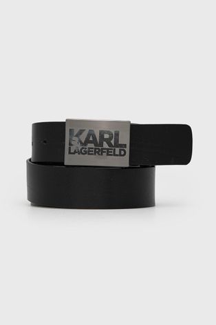 Karl Lagerfeld Pasek skórzany męski kolor czarny