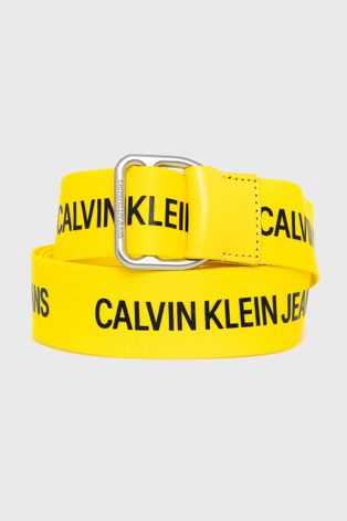 Pásek Calvin Klein Jeans pánský, žlutá barva