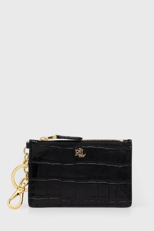 Шкіряний гаманець Lauren Ralph Lauren жіночий колір чорний