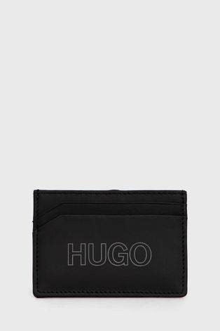 Kožené puzdro na karty Hugo pánske, čierna farba