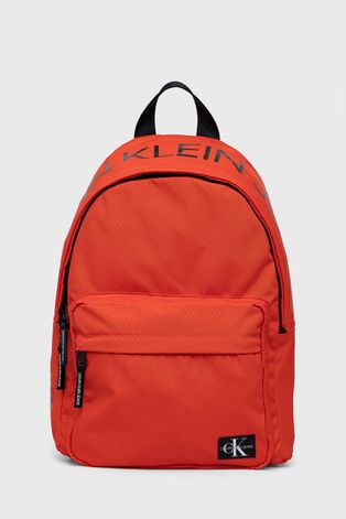 Calvin Klein Jeans Plecak kolor czerwony duży z nadrukiem