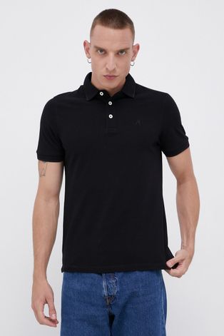 Bavlněné polo tričko Produkt by Jack & Jones černá barva, s aplikací