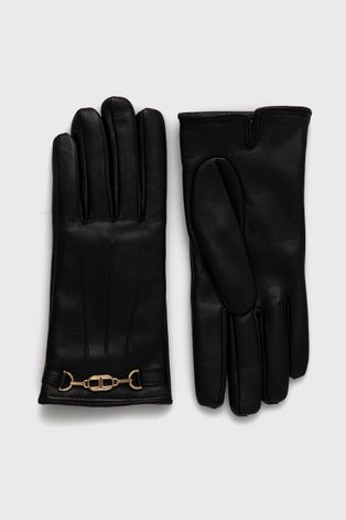 Kožne rukavice Elisabetta Franchi za žene, boja: crna