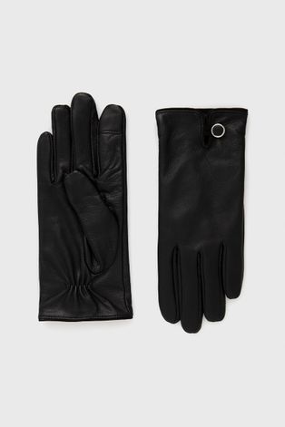 Кожени ръкавици Lauren Ralph Lauren дамски в черно