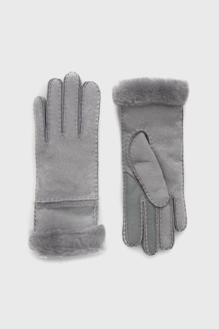 Замшевые перчатки UGG женское цвет серый