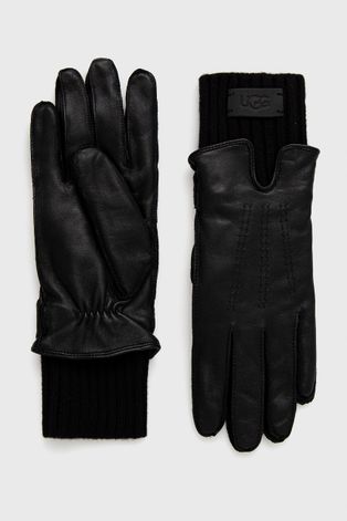 Kožne rukavice UGG za žene, boja: crna