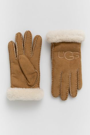 Замшевые перчатки UGG женское цвет коричневый