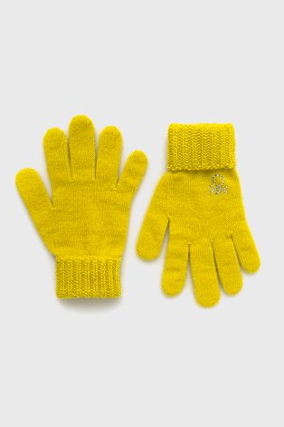 Detské rukavice United Colors of Benetton žltá farba